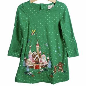 Hanna Andersson Gingerbread Appliqué Dress Sz 90cm